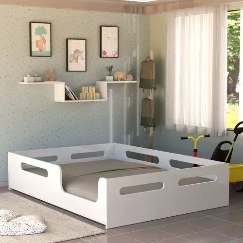 Cama Casal Montessoriana Para Crianças Com Grade De Proteção  - Foto 2