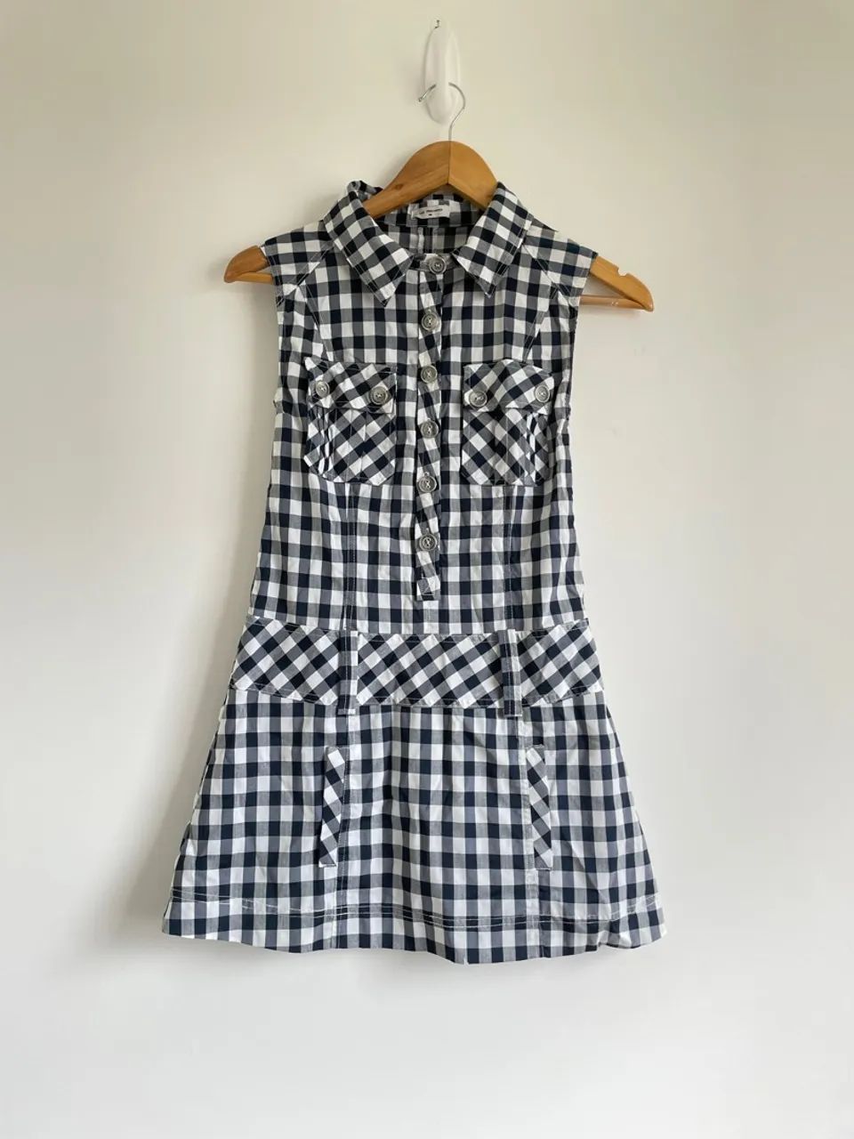 Vestido xadrez infantil sem manga tam M 