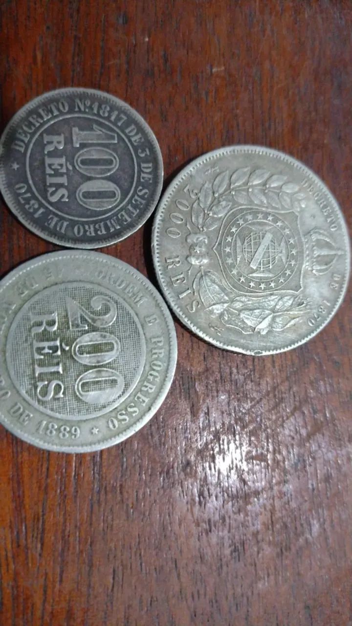antiguidade 2000 reis 200 reis e 100 reis tempo do imperio