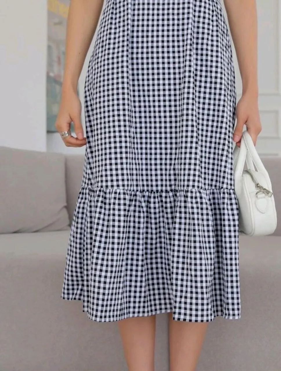 Vestido xadrez com manga bufante Dazy P - Foto 2