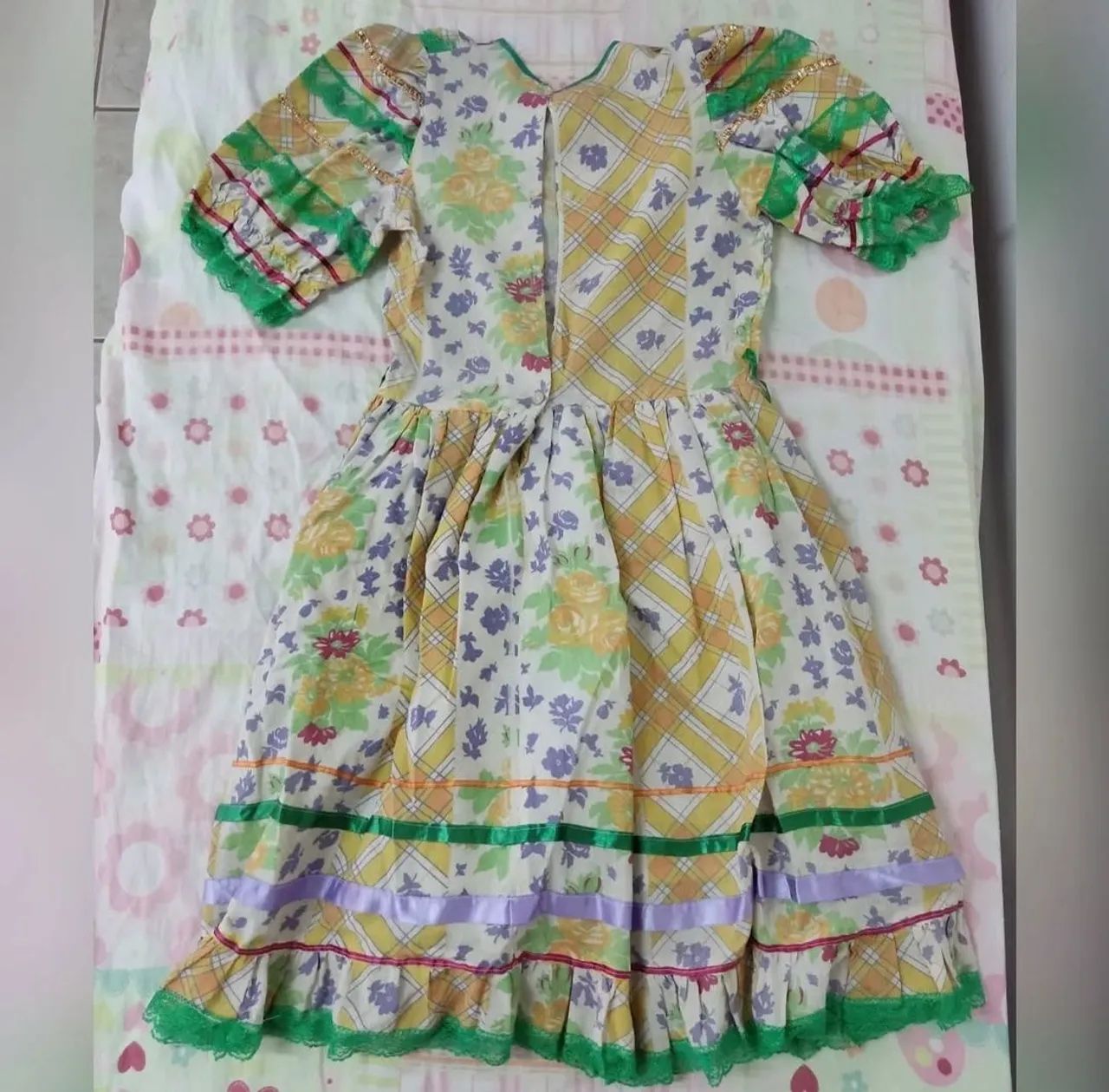 Vestido Festa Junina com detalhes verde adulto M - Foto 2