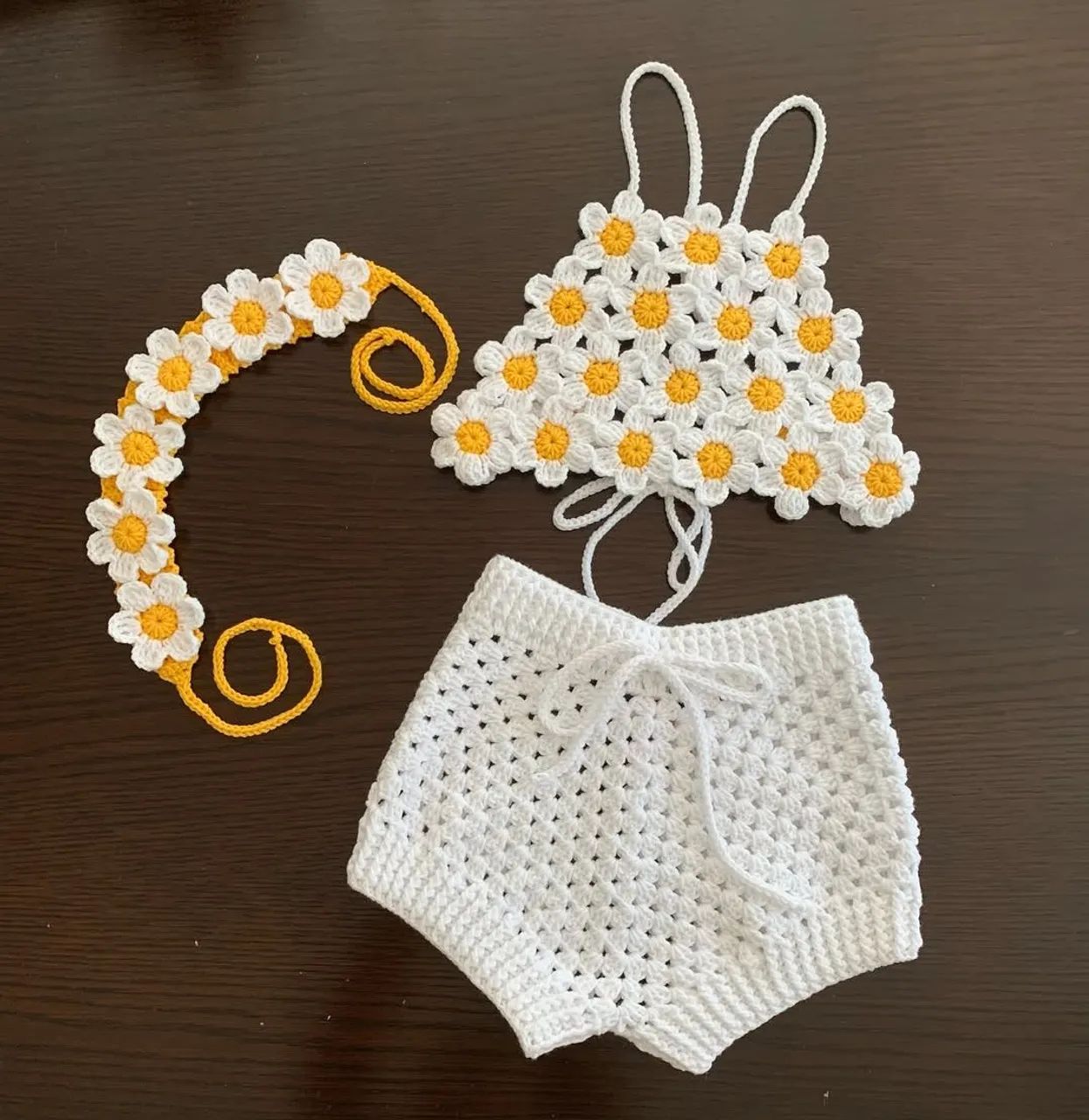 Conjunto Crochê Girassol - Roupa de Praia