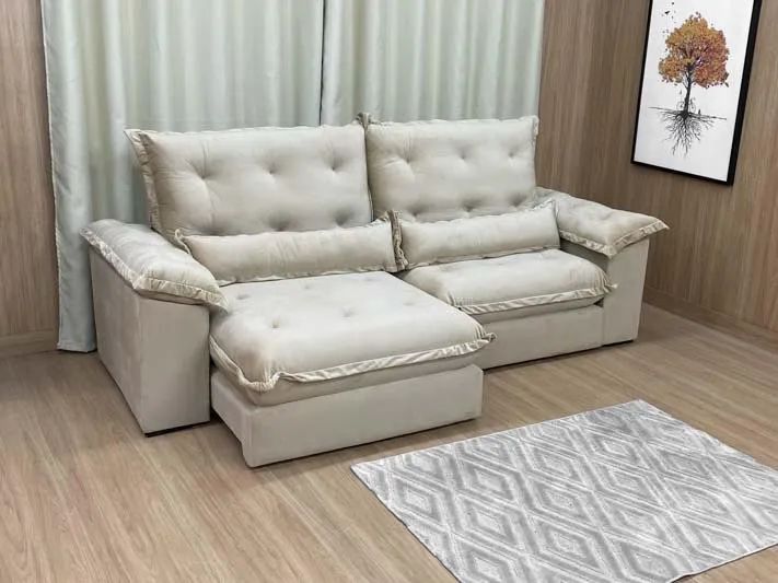Sofá Retrátil Reclinável 2,50m Baruqui Molas Ensacadas a97 - Foto 2
