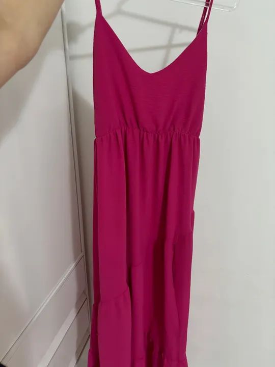 Vestido longo rosa pink com fenda