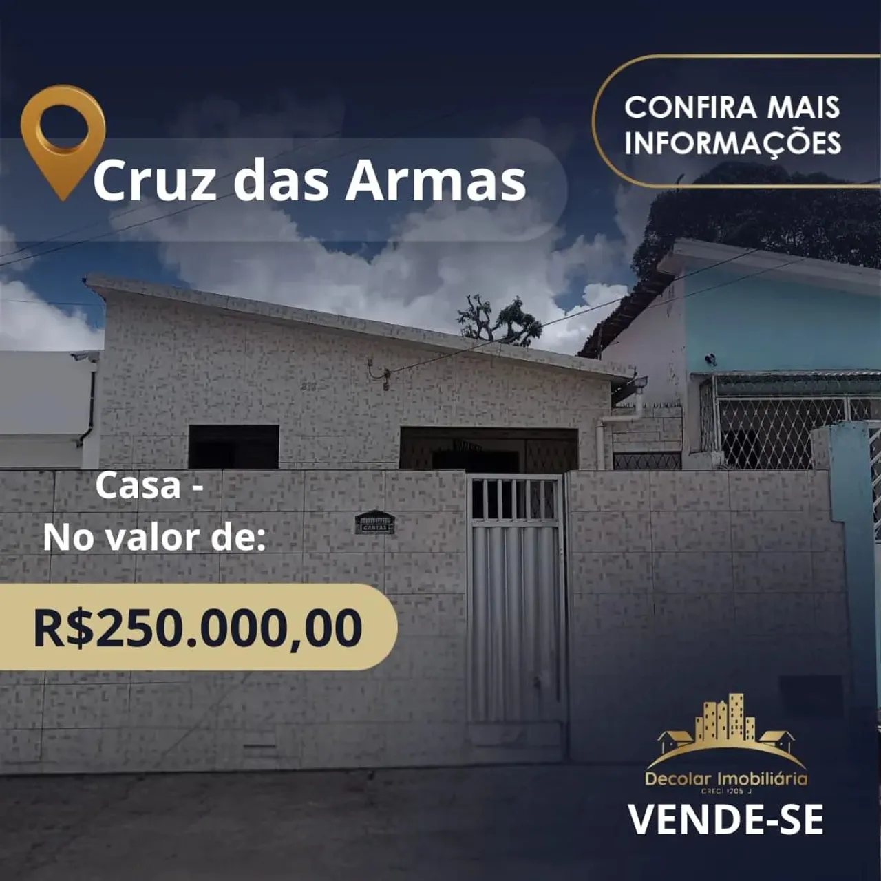 Vende-se casa 3 quartos no bairro de Cruz das Armas