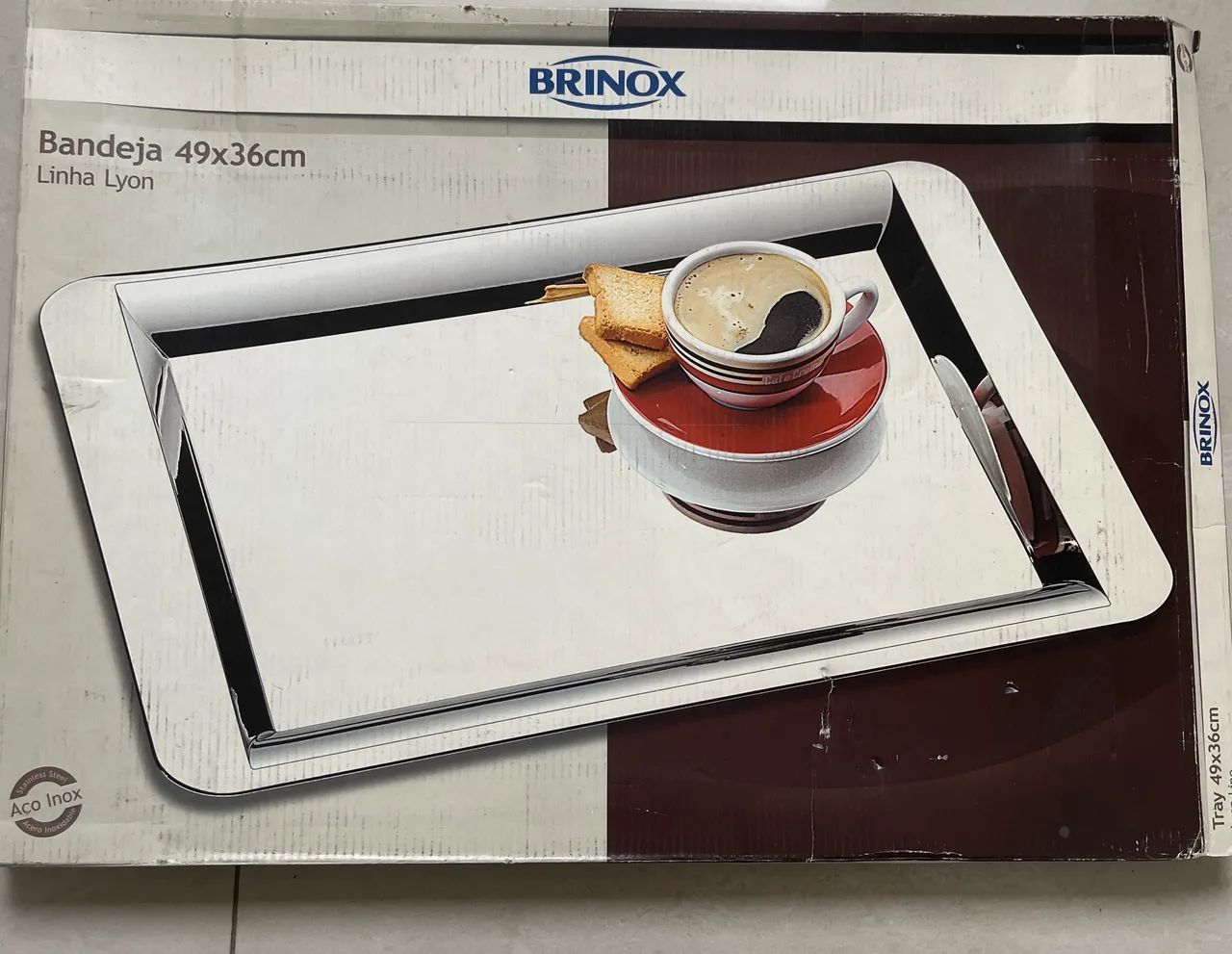 Bandeja inox Brinox linha Lyon 49x36 cm nova