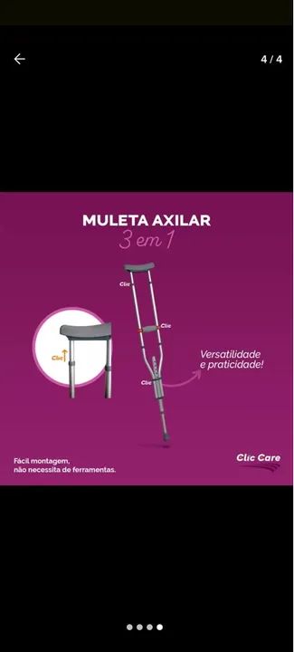 Muleta Axilar 3 em 1 - Nova