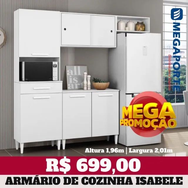 Armário de Cozinha Completo 4 Portas com Balcão (Novo) Entrega Grátis! 