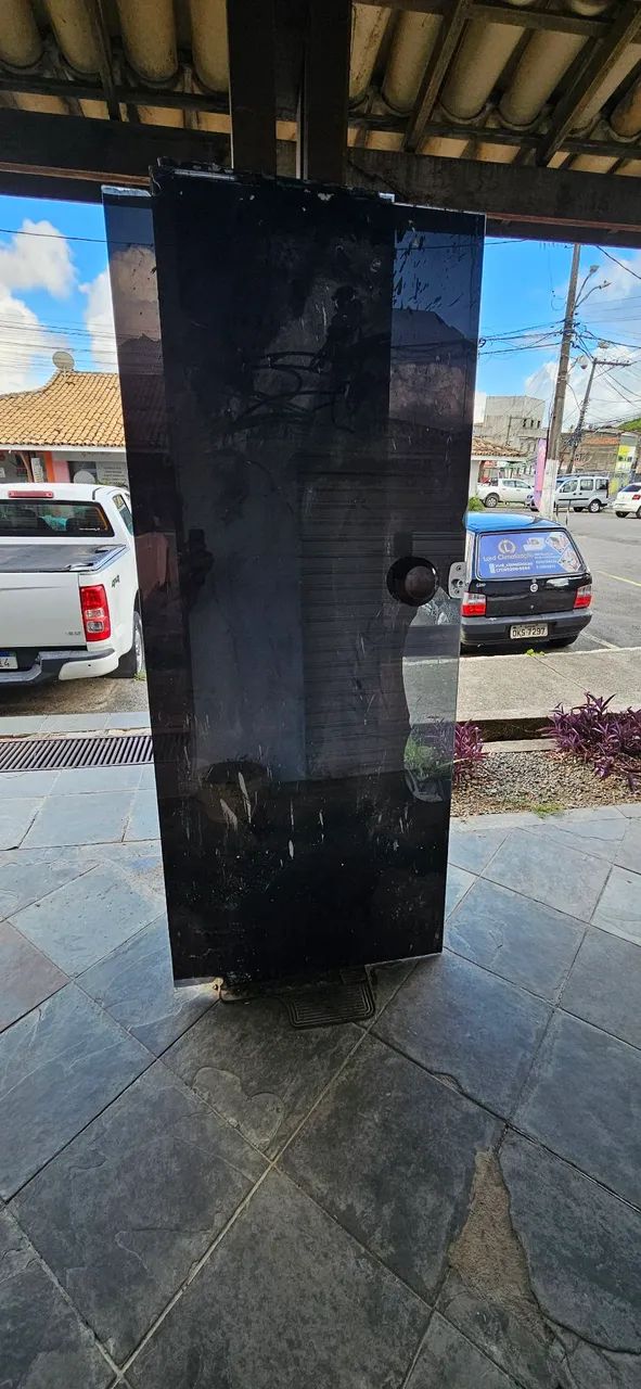 Porta em vidro temperado, preta.