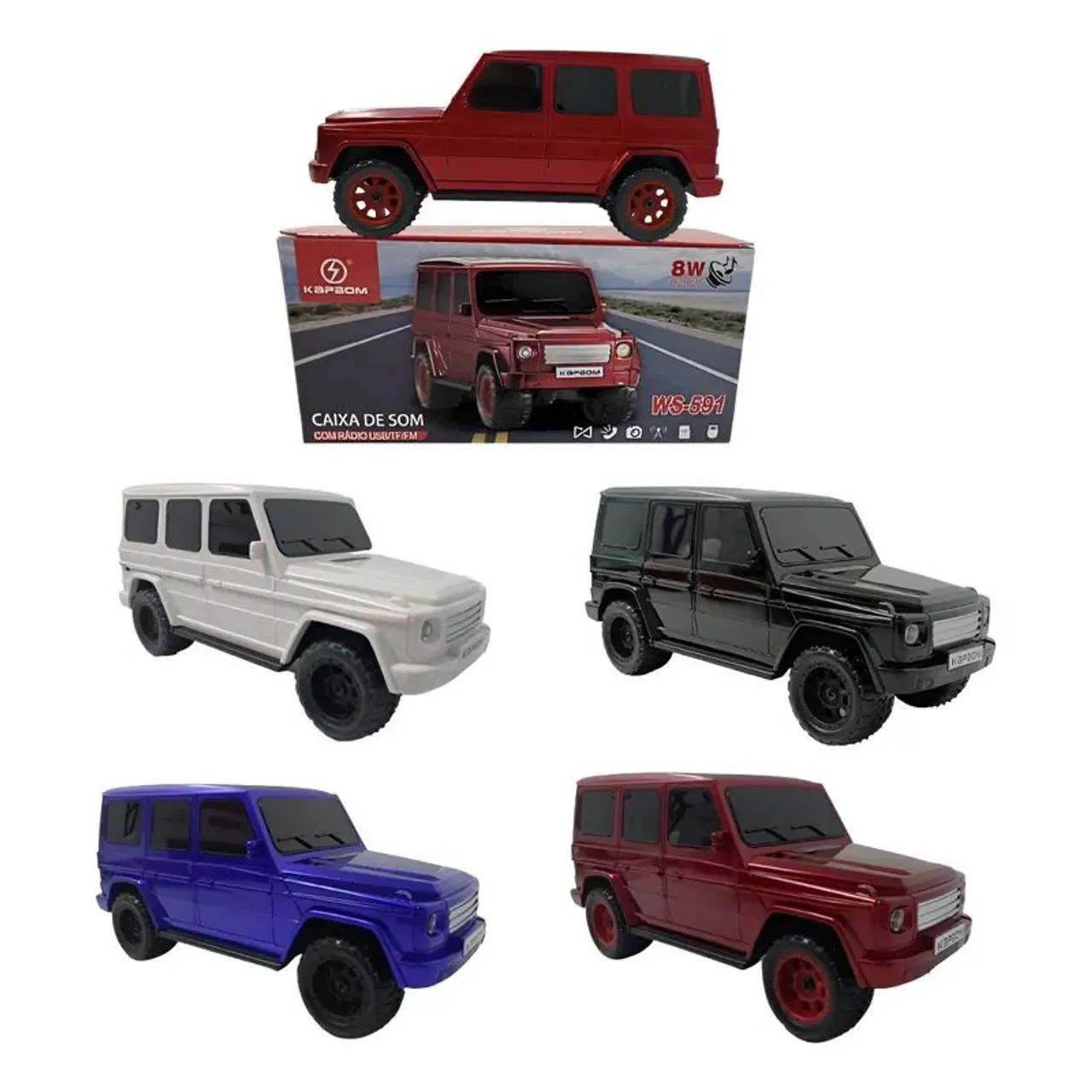 Caixa de som formato carro jeep Bluetooth pen drive