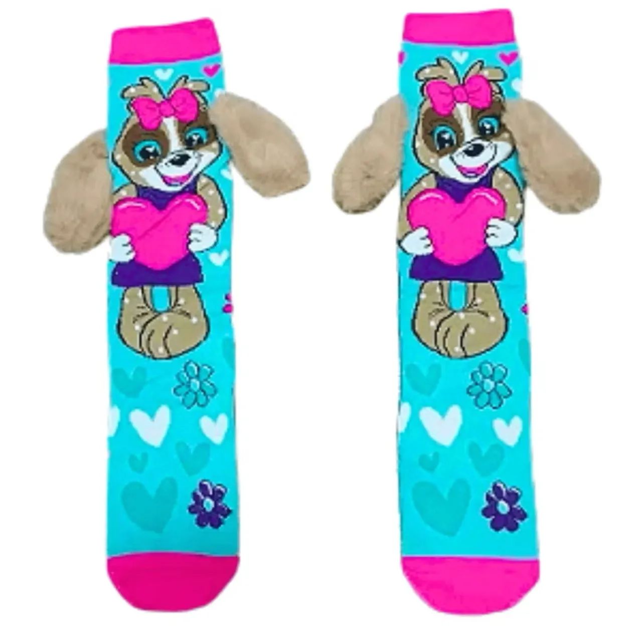 Meia Infantil 3D Divertida Personagem Longa Até o Joelho Menina Festa Colorida - Foto 2