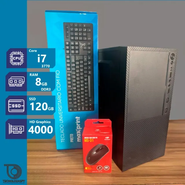 PC Empresarial Core i7 (3.80GHz), RAM 16GB, Nvme 128GB - Novo com Garantia e Nota Fiscal