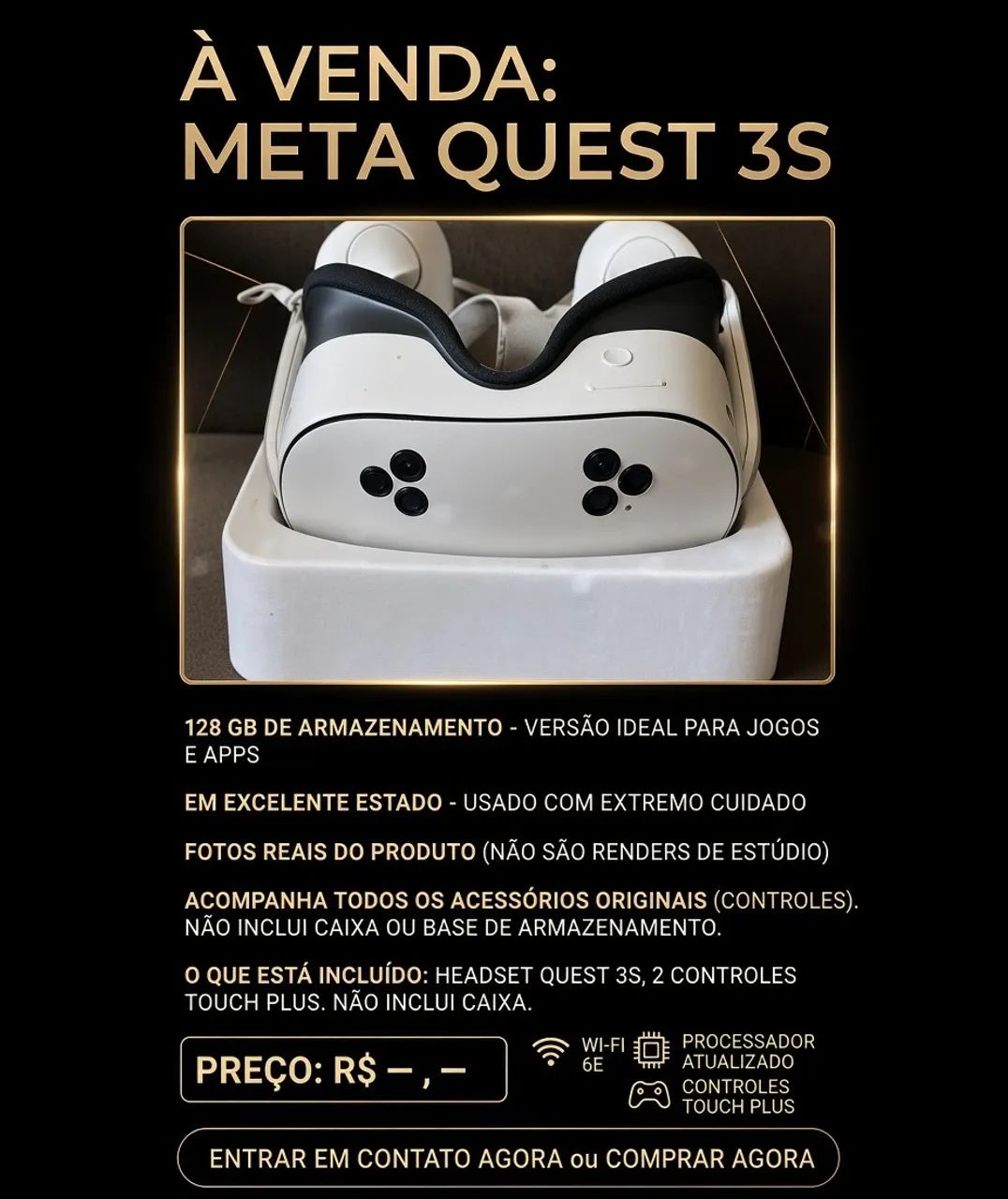 Óculos VR META QUEST 3S - Peças e Acessórios de Vídeo Game - Lomba