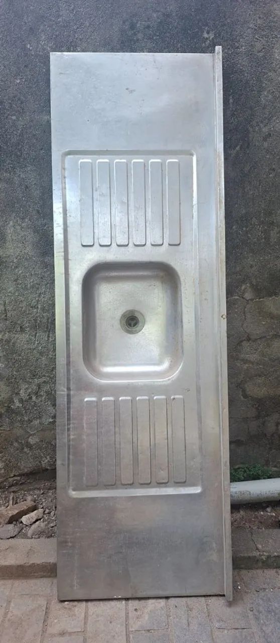 Stainless Steel Sink with Concrete Base, 180x60 cm
