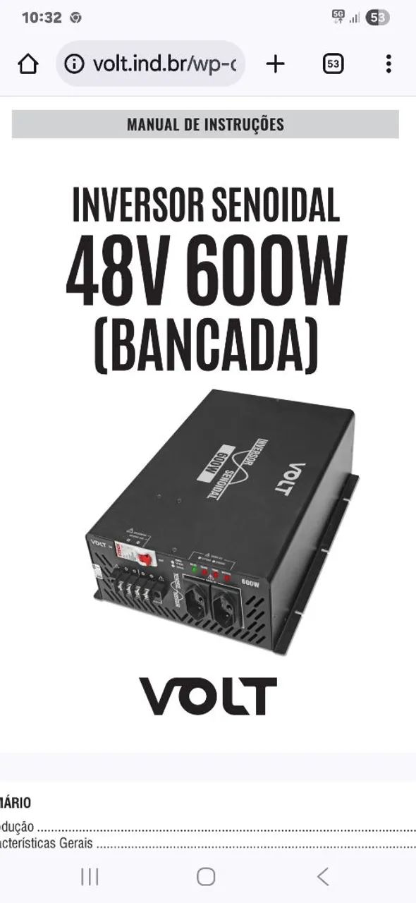 Inversor da VOLT 48V 600W