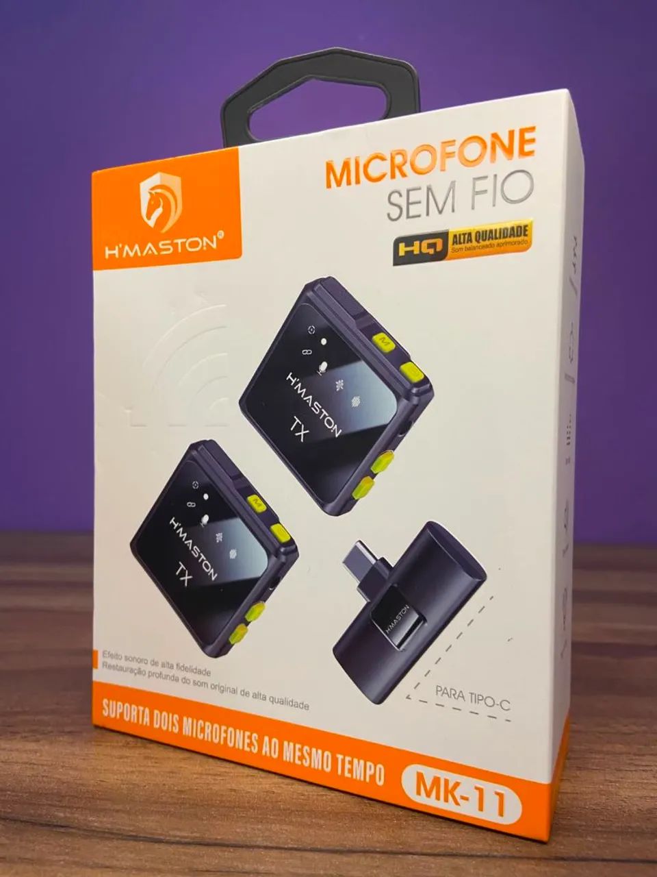 MICROFONE DE LAPELA SEM FIO H'MASTO DUPLO MK-11 TIPO C - Foto 4