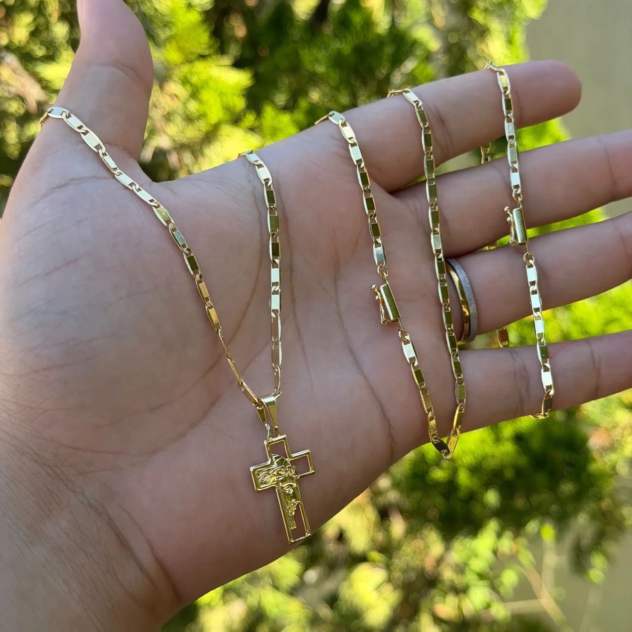 CORRENTE PIASTRINE COM BANHO DE OURO 18k - Foto 2