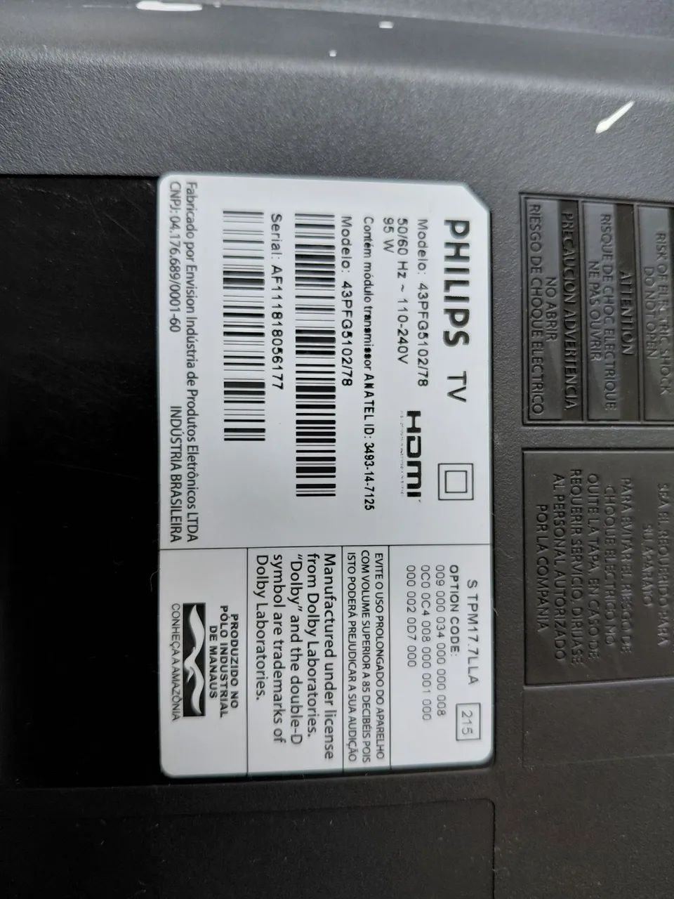 Smart TV Philips 43" com defeito na tela  - Foto 3