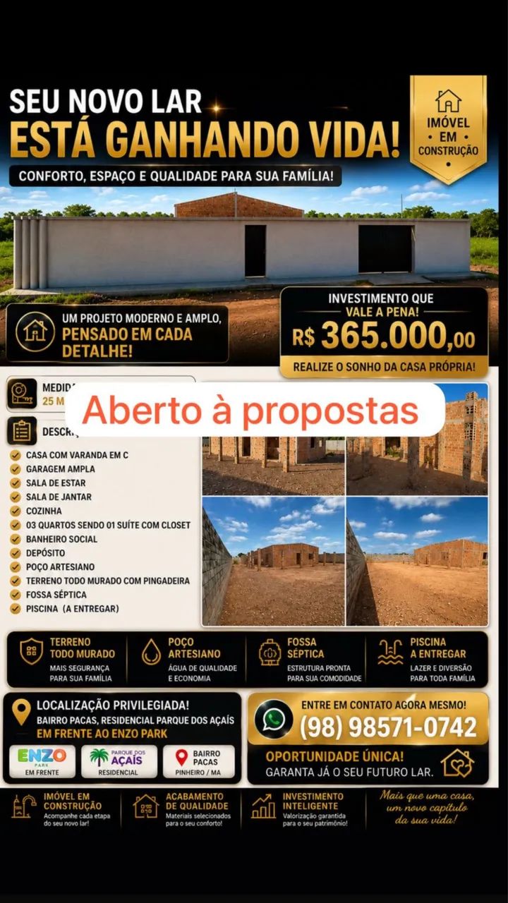 Casa em construção em Pinheiro