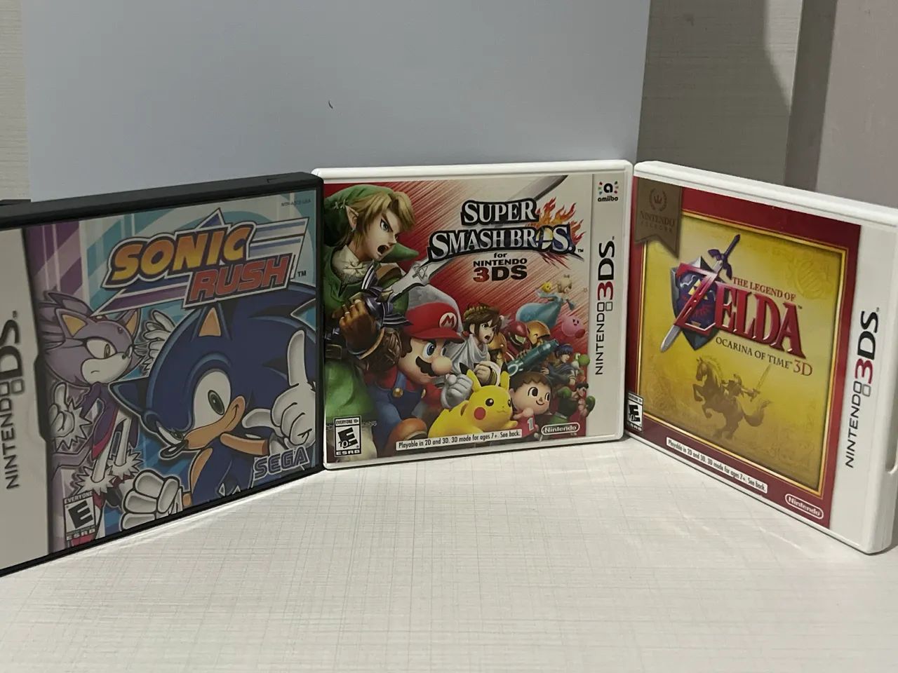 Lote 3 Jogos Nintendo 3DS / DS (Zelda, Smash Bros, Sonic) - Jogos