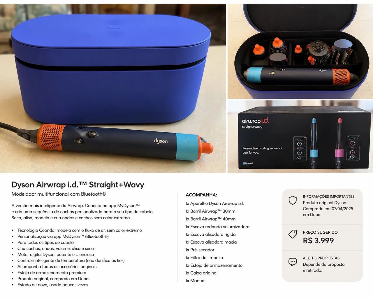 Dyson Airwrap i.d. Straight+Wavy - Completo com estojo e caixa - Foto 2