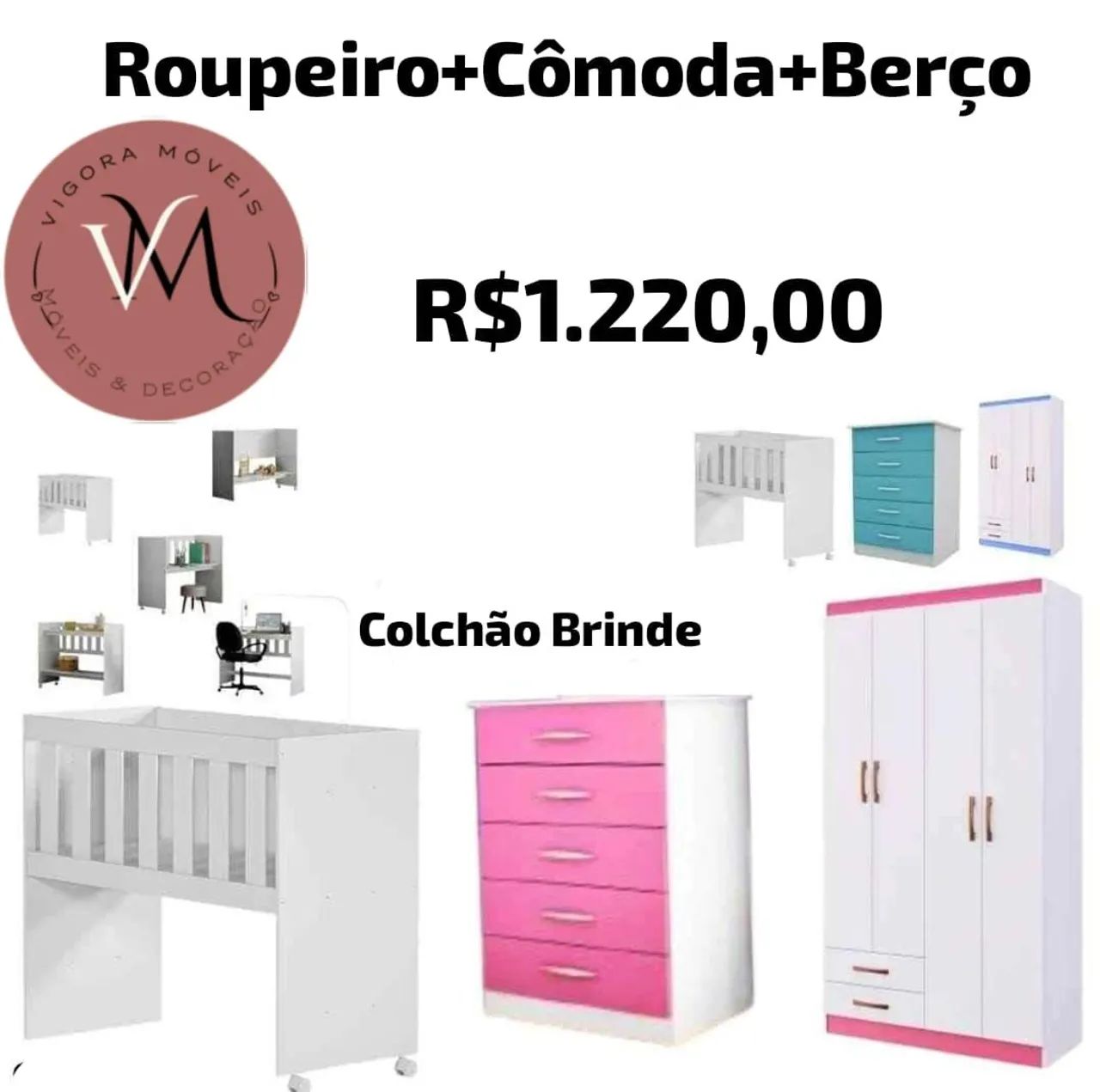 Cama + guarda roupa + cômoda infantil  - Foto 5