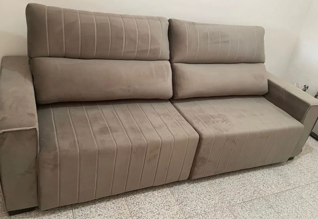 Sofá Retrátil  Veludo Castor ENTREGA HOJE