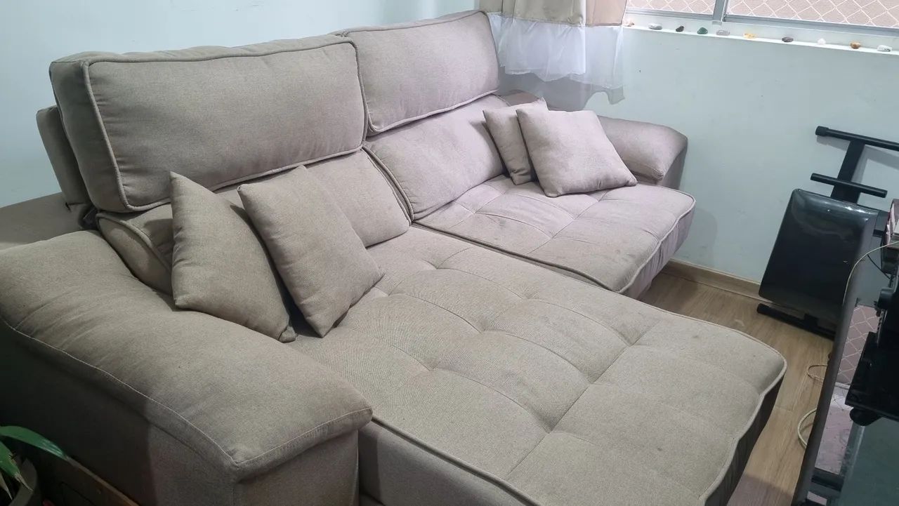 Sofá Mobly 3 Lugares Linho - Foto 2