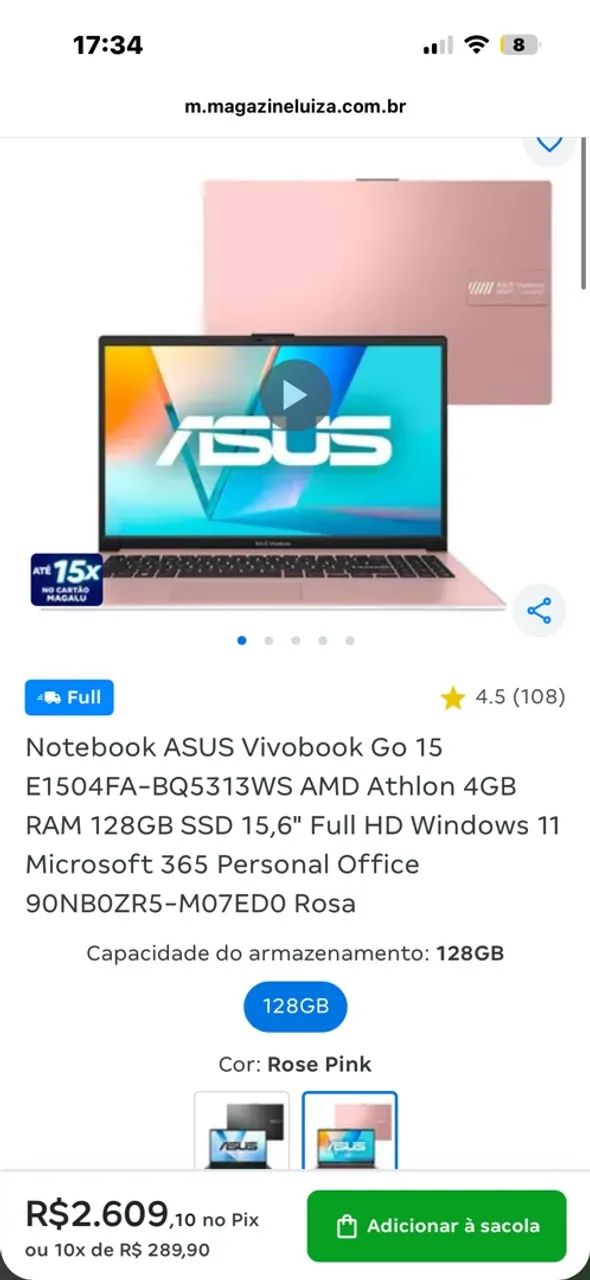 Notebook ASUS Rosé - Impecável, pouquíssimo uso - Foto 5