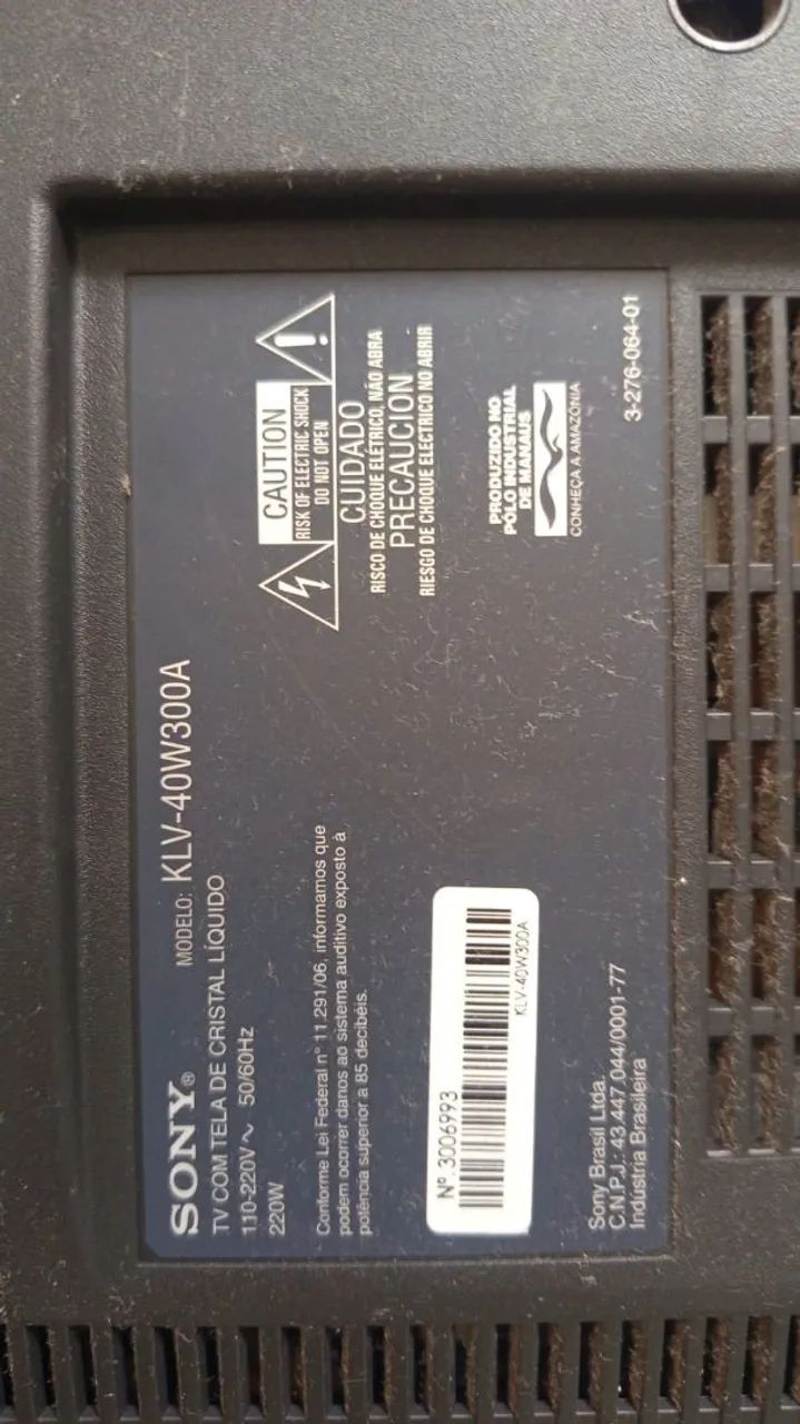 TV Sony 42 polegadas com defeito.