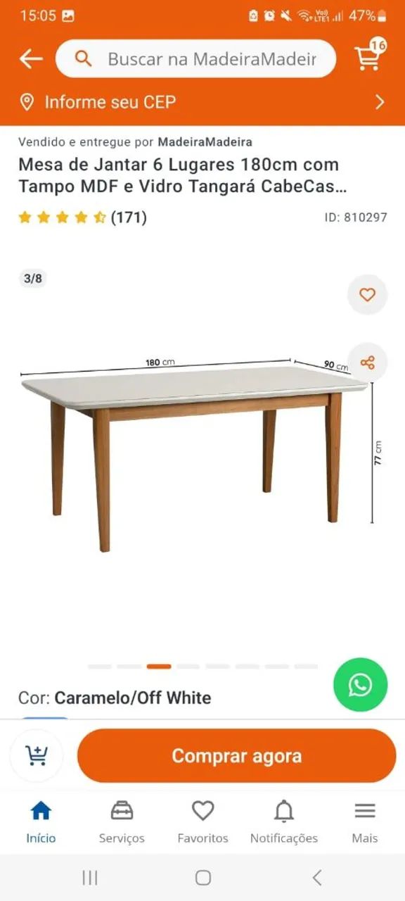 Mesa retangular com 4 cadeiras  - Foto 4