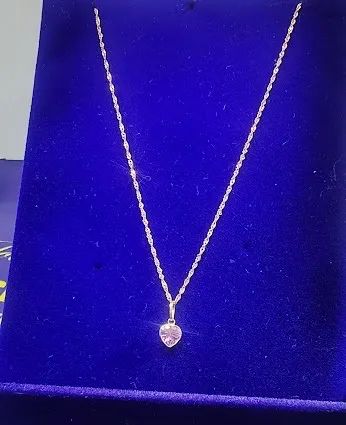 Gargantilha com Coração Zircônia 5 mm Ouro 18 Kilates Cordão Peso 0.80 Grama 40 Cm  - Foto 2