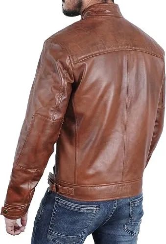 Jaqueta de couro caramelo importada EUA motociclista - Foto 3