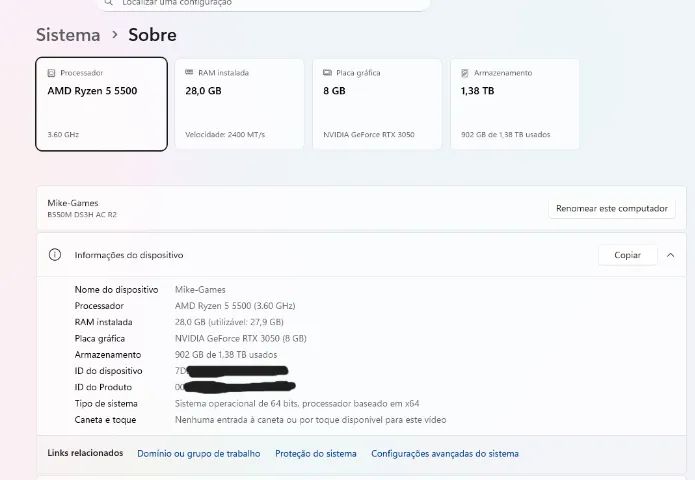 PC Gamer Ryzen 5 5500 + RTX 3050 8Gb - Pouco usado - Foto 3