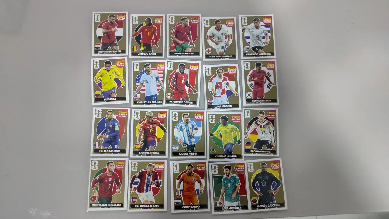 Kit 20 figurinhas extra legendes 2026 ouro da panini
