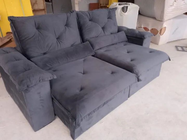 SOFÁ RETRÁTIL 2,30 CINZA - Foto 2