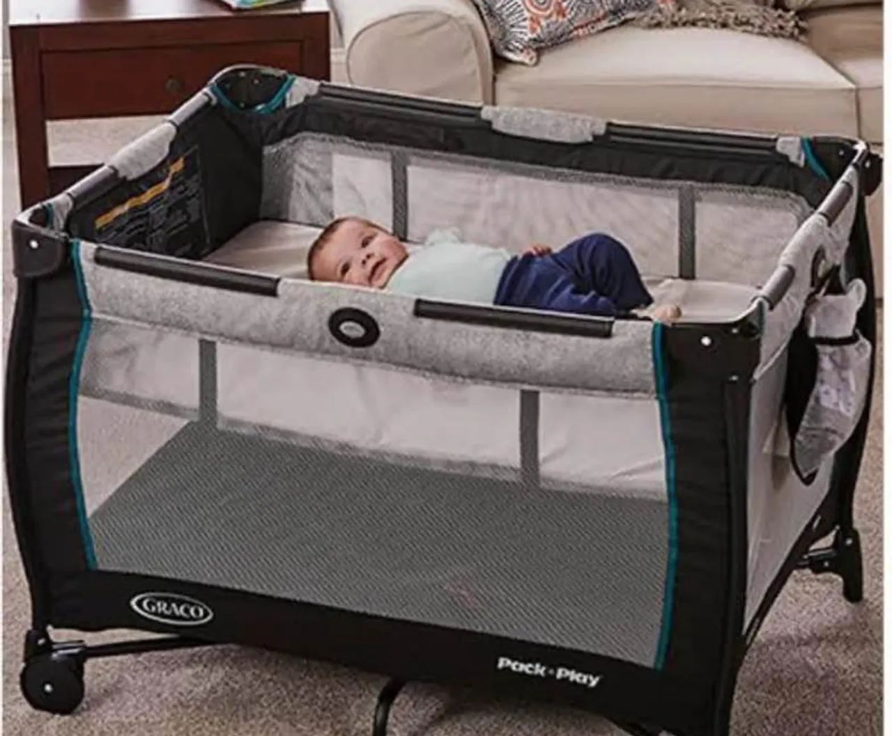 Berço portátil 2 em 1 rosa da Graco - Foto 4