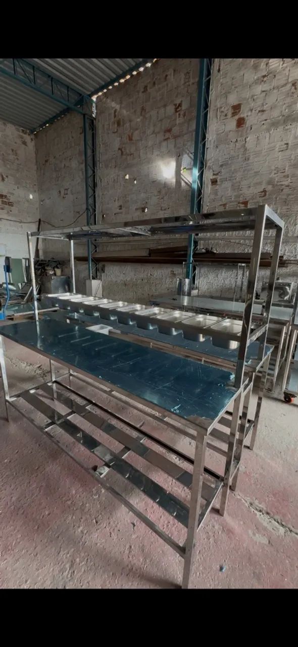 Mesa aço inox codimentadora dupla