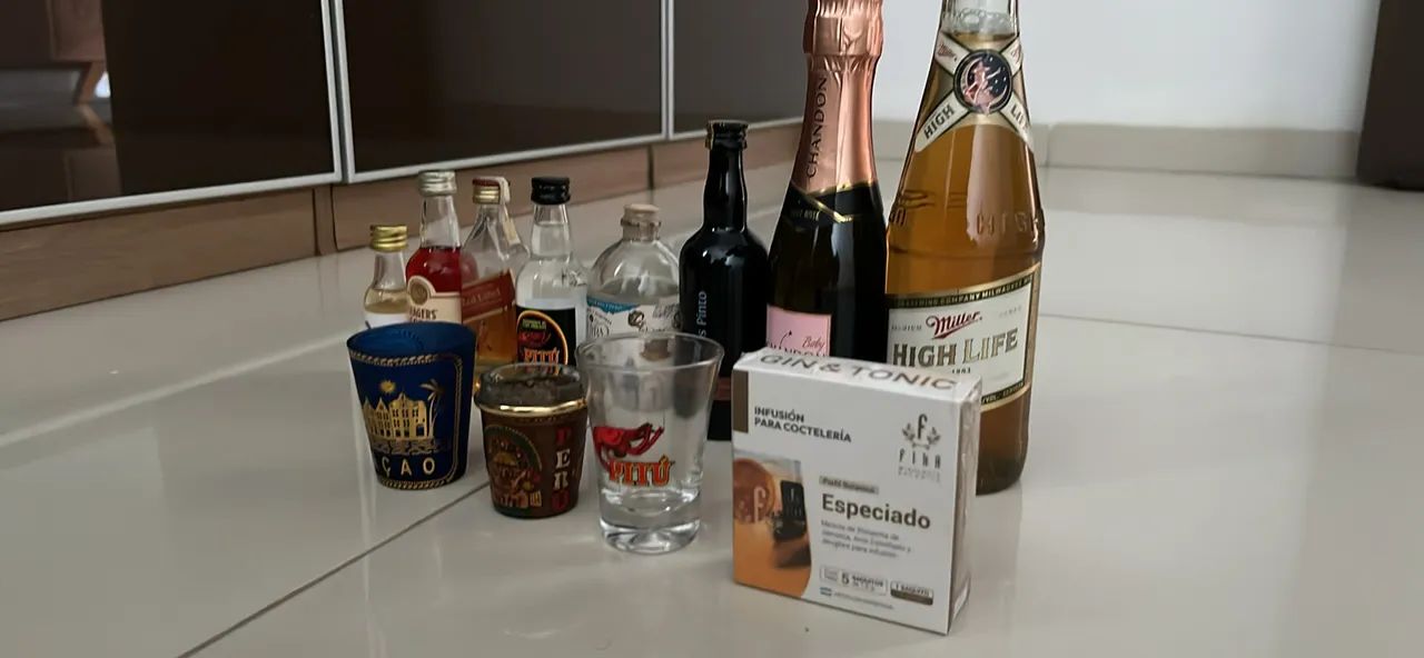Kit Miniaturas de Bebidas Colecionáveis + Copos de Dose + Infusão Gin - Foto 3