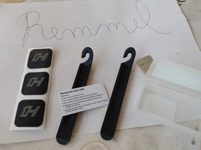 3 peças kit remendo reparo p/ câmara ar bike sem cola high one - Foto 2