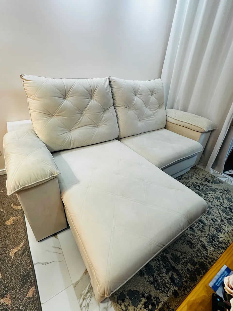 Sofá Retrátil e Reclinável 2,40 m - Suede Bege | Pillow Top | Molas Ensacadas - Foto 3