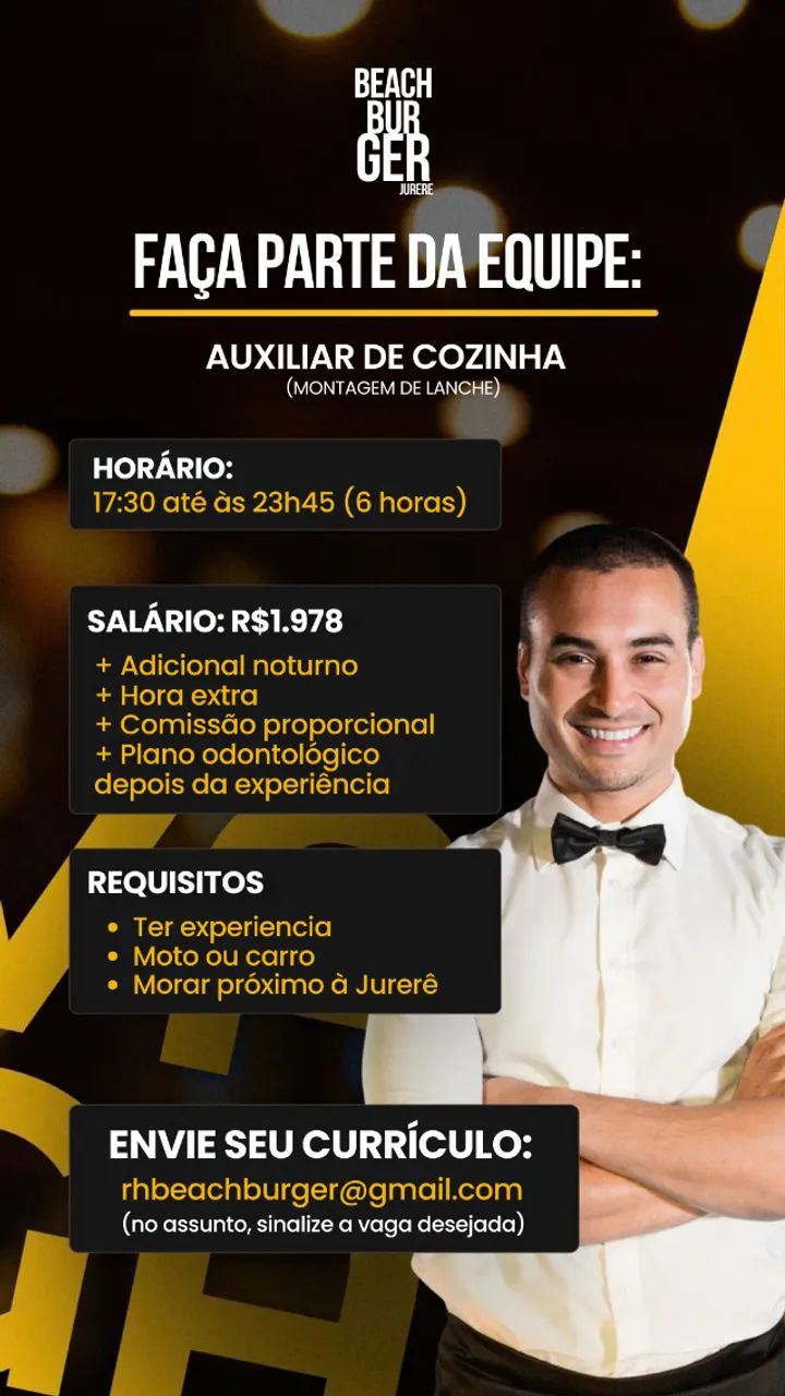 Vaga para Jurerê - Montagem de Lanches