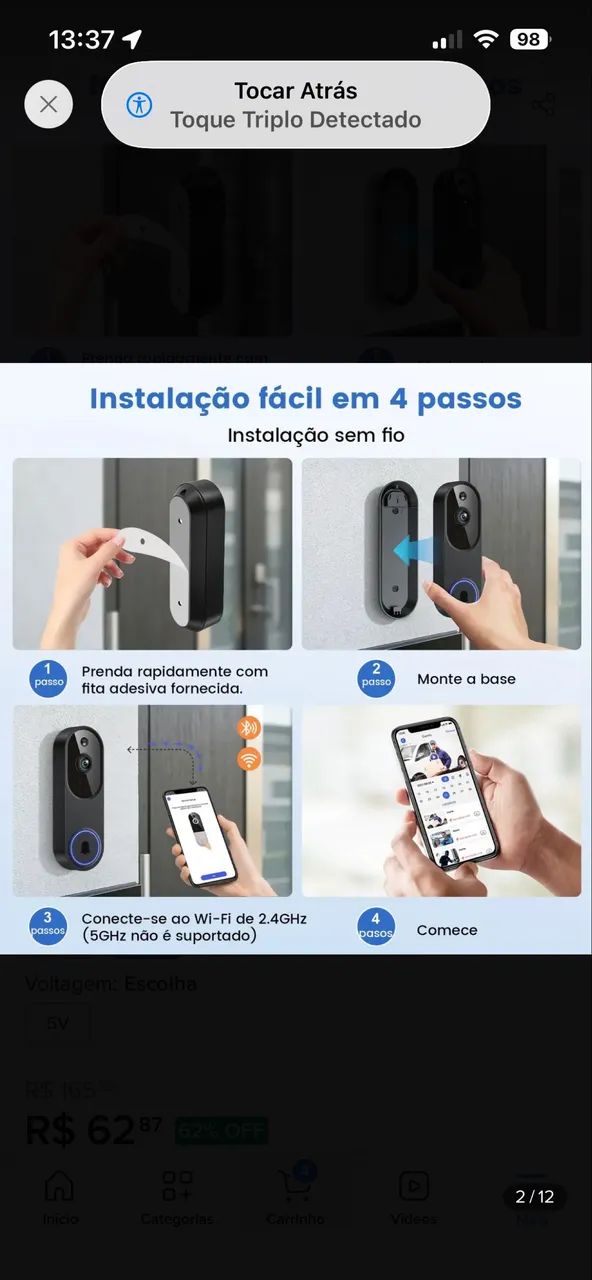 Campainha com câmera e sensor de presença  - Foto 2
