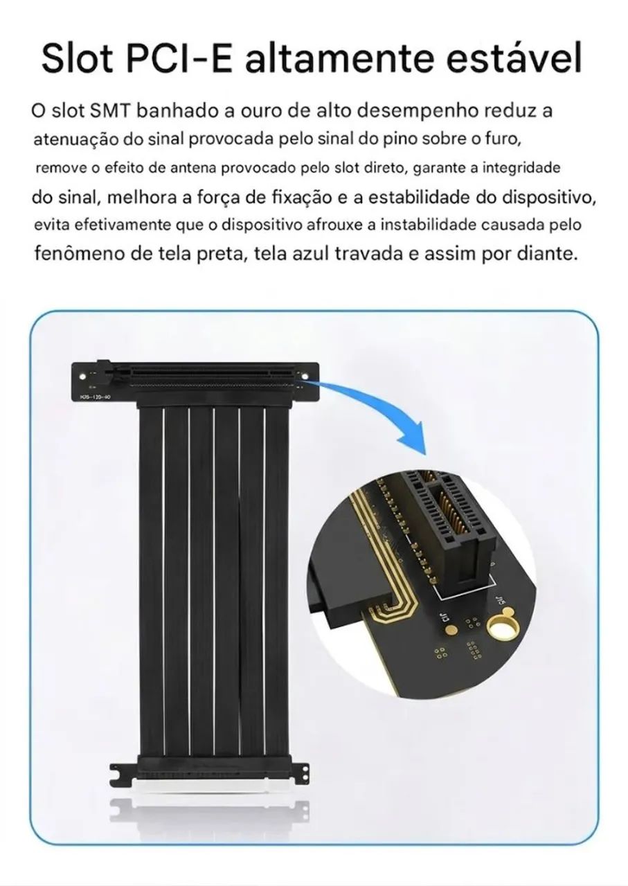 Cabo Adaptador Riser Extensor Flexível PCI-E 3.0 X16 35cm Blindagem EMI - Foto 3