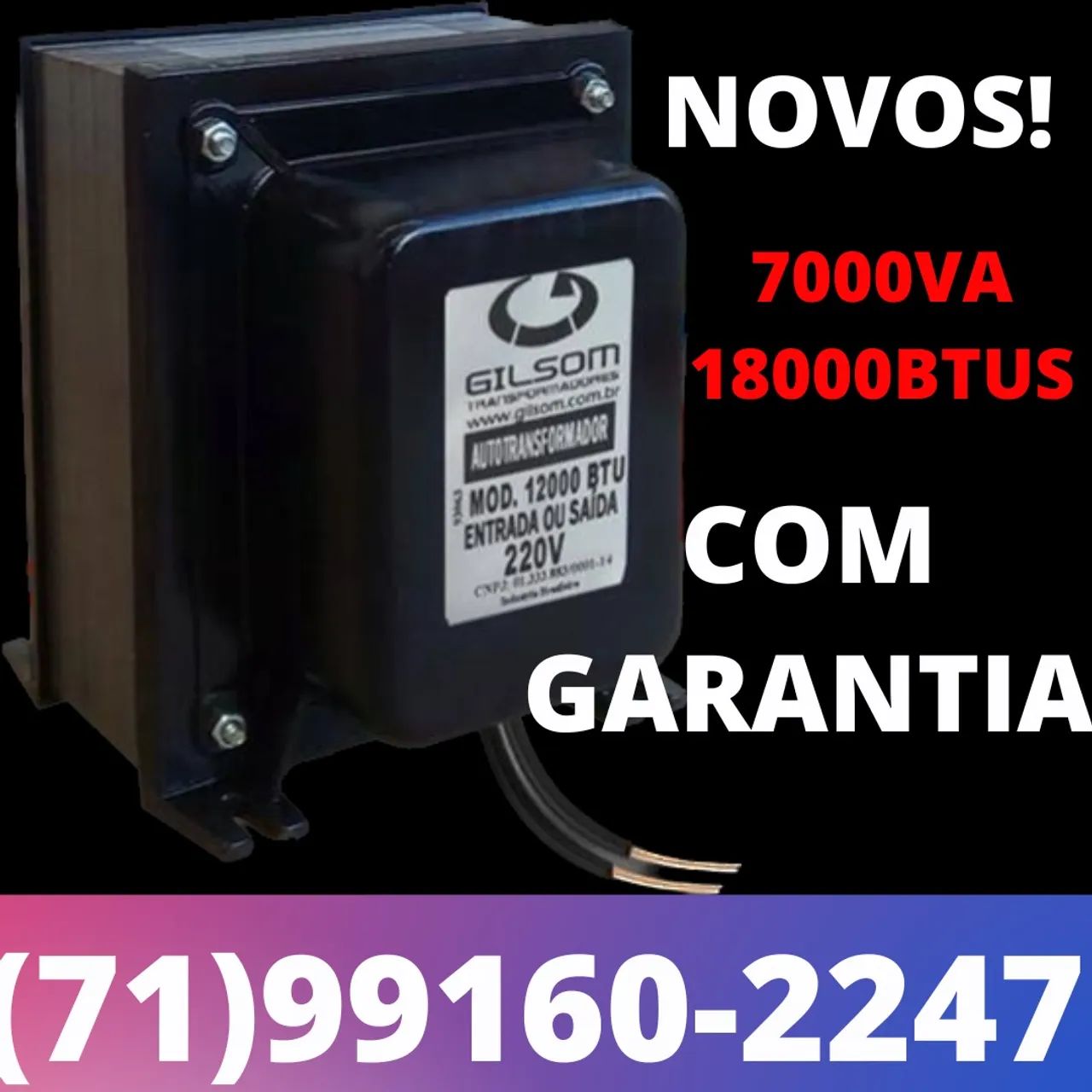 TRANSFORMADOR 7000VA!!! GILSOM NOVOS NA CAIXA - Instalações Elétricas e ...