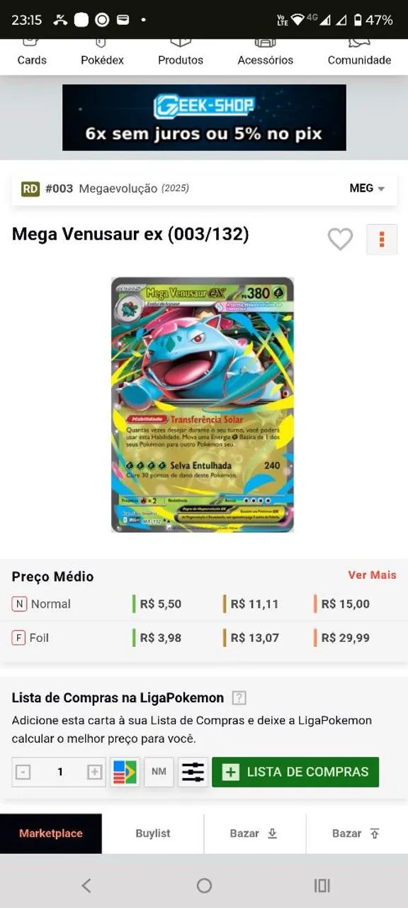 Carta Pokémon mega Venusaur ps380 003/132 - Foto 2
