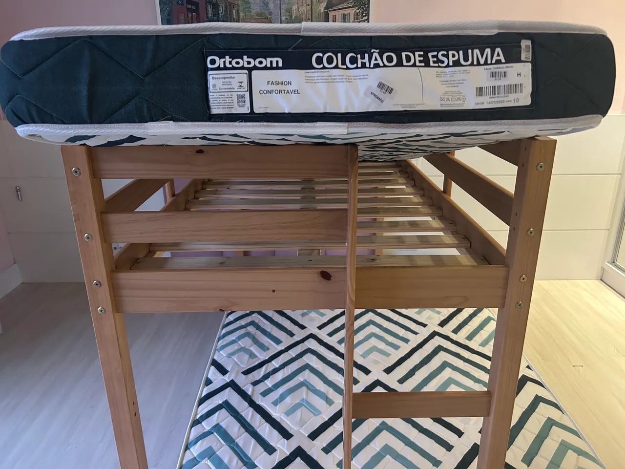 Beliche casal + solteiro de madeira com 2 colchões Ortobom - Foto 3