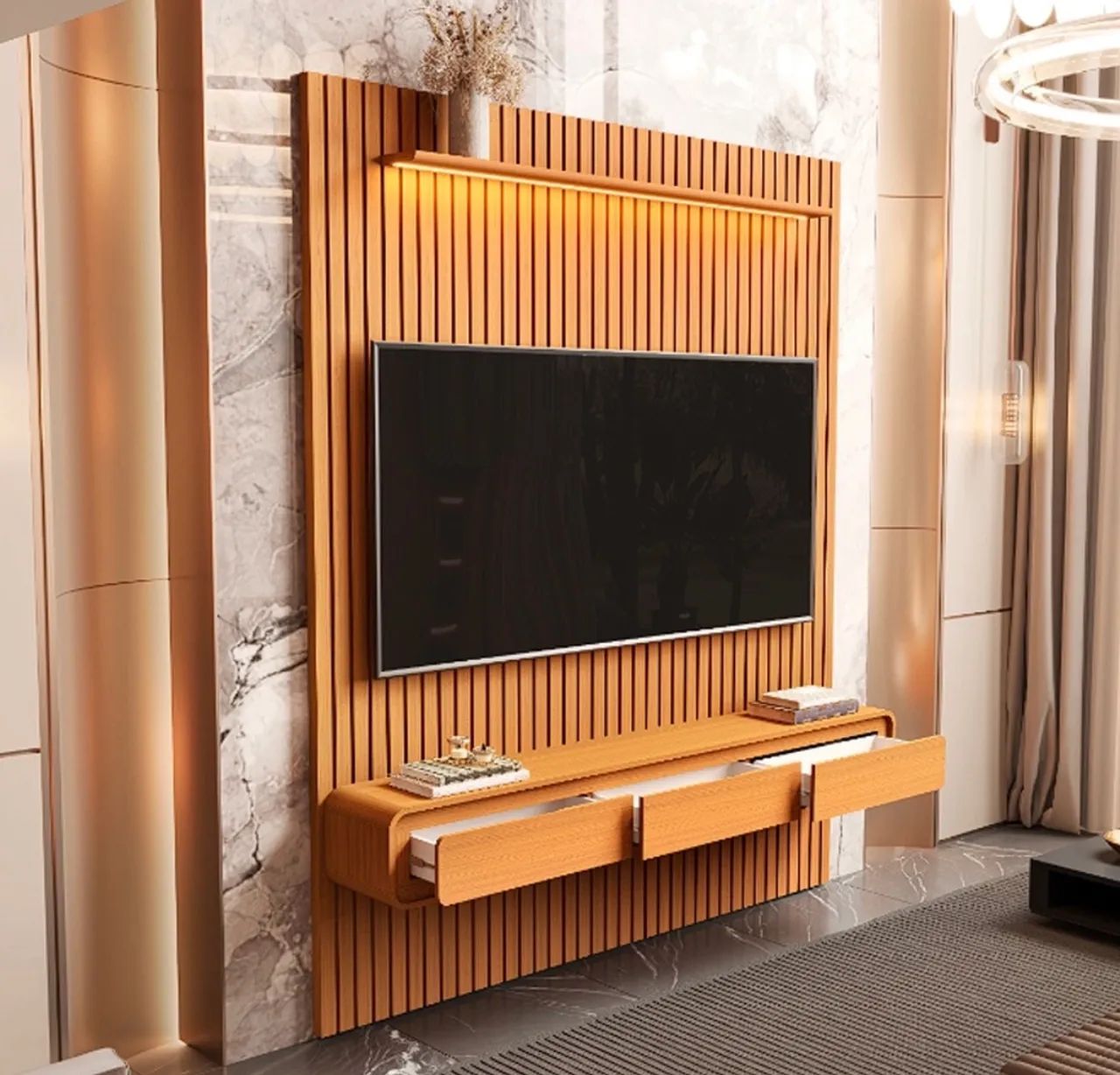 Painel 190cm para Tv Até 75 Polegadas Ripado com Led  p6 - Foto 2