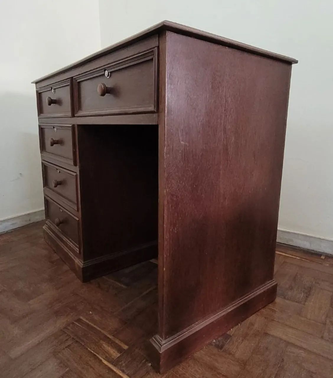 Escrivaninha Antiga Clássica com 5 Gavetas + Banqueta - Foto 5