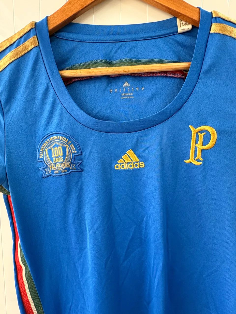 Camisa RARA Palmeiras feminina Centenário azul oficial original Adidas tamanho P - Foto 6